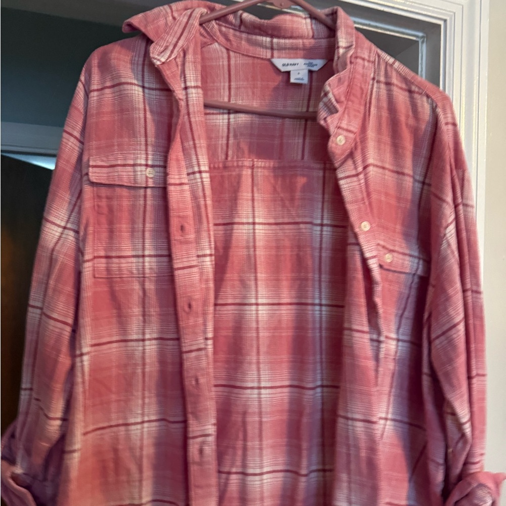 Women Pink Plaid Shirt